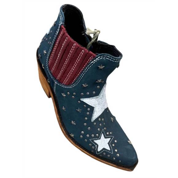 NEW LIBERTY BLACK women's megan bootie in red/white/blue